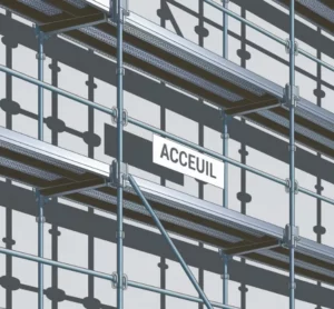 Échafaudage professionnel garantissant sécurité et stabilité sur les chantiers, essentiel pour la construction, la rénovation et l’entretien.